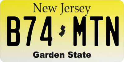 NJ license plate B74MTN