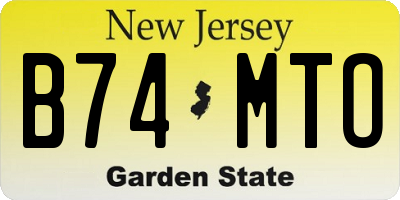 NJ license plate B74MTO