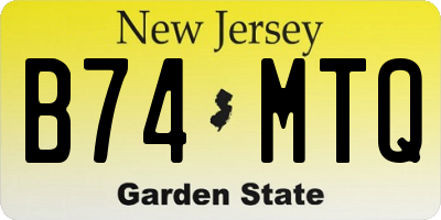 NJ license plate B74MTQ