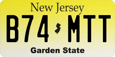 NJ license plate B74MTT