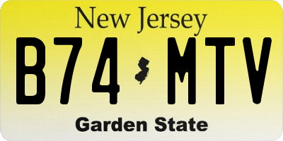 NJ license plate B74MTV