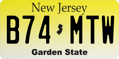 NJ license plate B74MTW