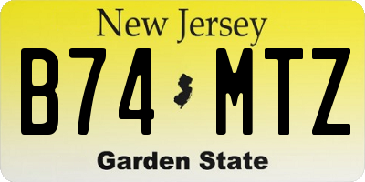 NJ license plate B74MTZ