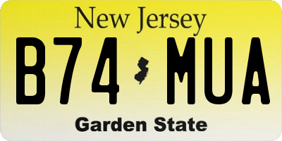 NJ license plate B74MUA