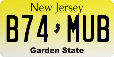 NJ license plate B74MUB