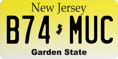 NJ license plate B74MUC