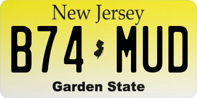 NJ license plate B74MUD
