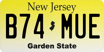 NJ license plate B74MUE