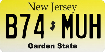 NJ license plate B74MUH