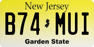NJ license plate B74MUI