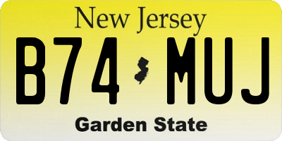 NJ license plate B74MUJ