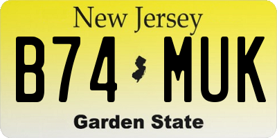 NJ license plate B74MUK