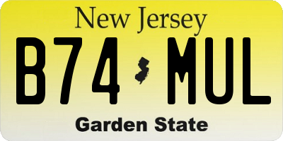 NJ license plate B74MUL