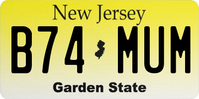 NJ license plate B74MUM