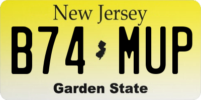 NJ license plate B74MUP