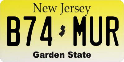 NJ license plate B74MUR