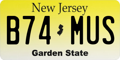 NJ license plate B74MUS