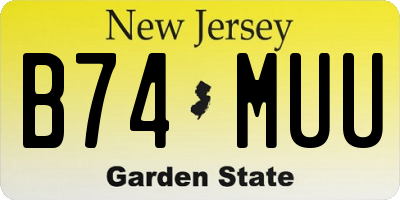 NJ license plate B74MUU