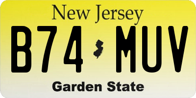 NJ license plate B74MUV
