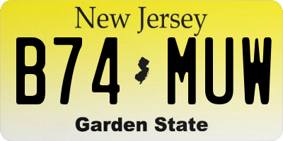 NJ license plate B74MUW