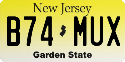 NJ license plate B74MUX
