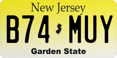 NJ license plate B74MUY