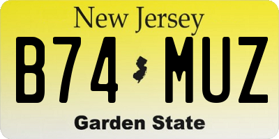 NJ license plate B74MUZ
