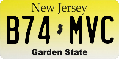 NJ license plate B74MVC