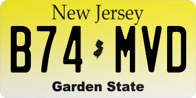 NJ license plate B74MVD