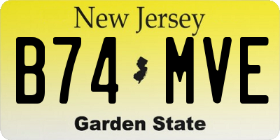 NJ license plate B74MVE
