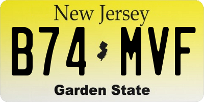 NJ license plate B74MVF