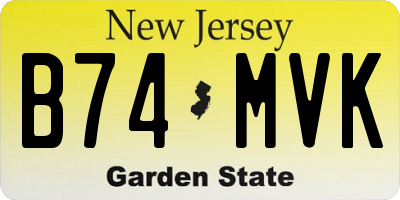 NJ license plate B74MVK