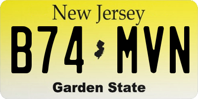 NJ license plate B74MVN