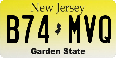 NJ license plate B74MVQ