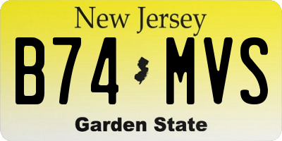 NJ license plate B74MVS