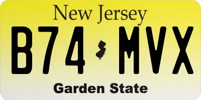 NJ license plate B74MVX