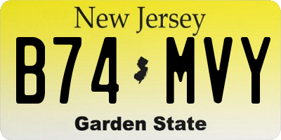 NJ license plate B74MVY