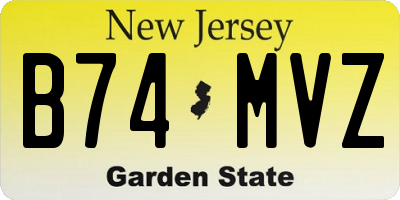 NJ license plate B74MVZ