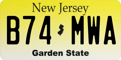 NJ license plate B74MWA