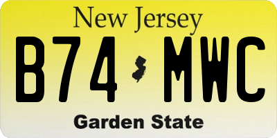 NJ license plate B74MWC