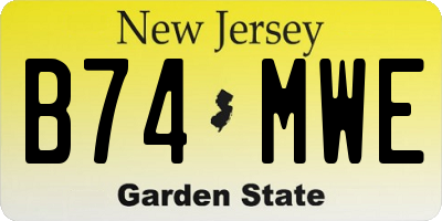 NJ license plate B74MWE