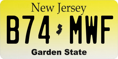NJ license plate B74MWF