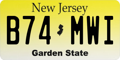 NJ license plate B74MWI