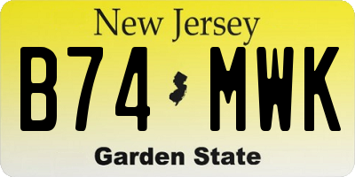 NJ license plate B74MWK