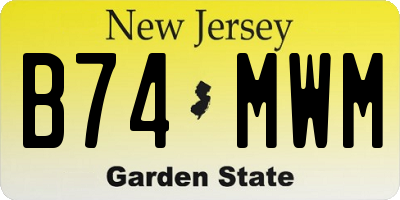 NJ license plate B74MWM