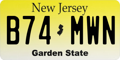NJ license plate B74MWN
