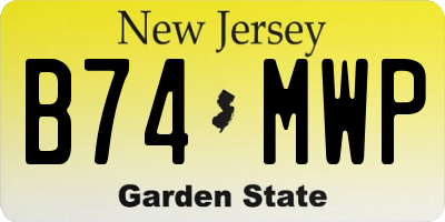 NJ license plate B74MWP