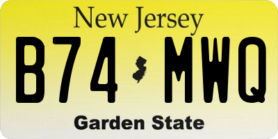 NJ license plate B74MWQ