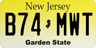 NJ license plate B74MWT