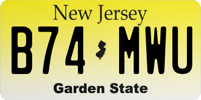 NJ license plate B74MWU